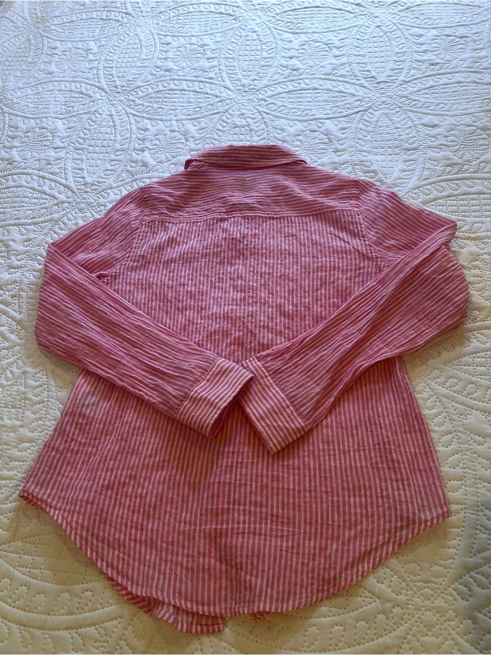 Lilly Pulitzer Sea view button down top in Havana pink Oxford stripe - Picture 4 of 6